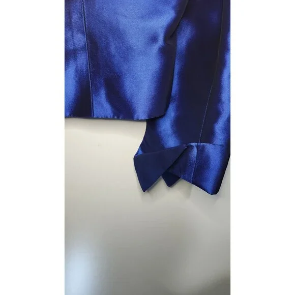 VNT Georgiou Studio Blue Shiny Blazer Size 12 + Unbranded Skirt Set Womens Suit - Picture 5 of 16